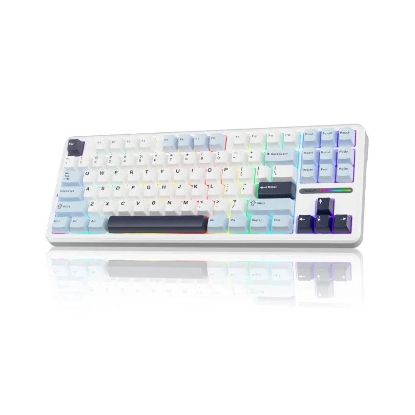 AULA F87 Tri-Mode Mechanical Gaming Keyboard - Light Grey/White/Blue - Nimbus Switch V3