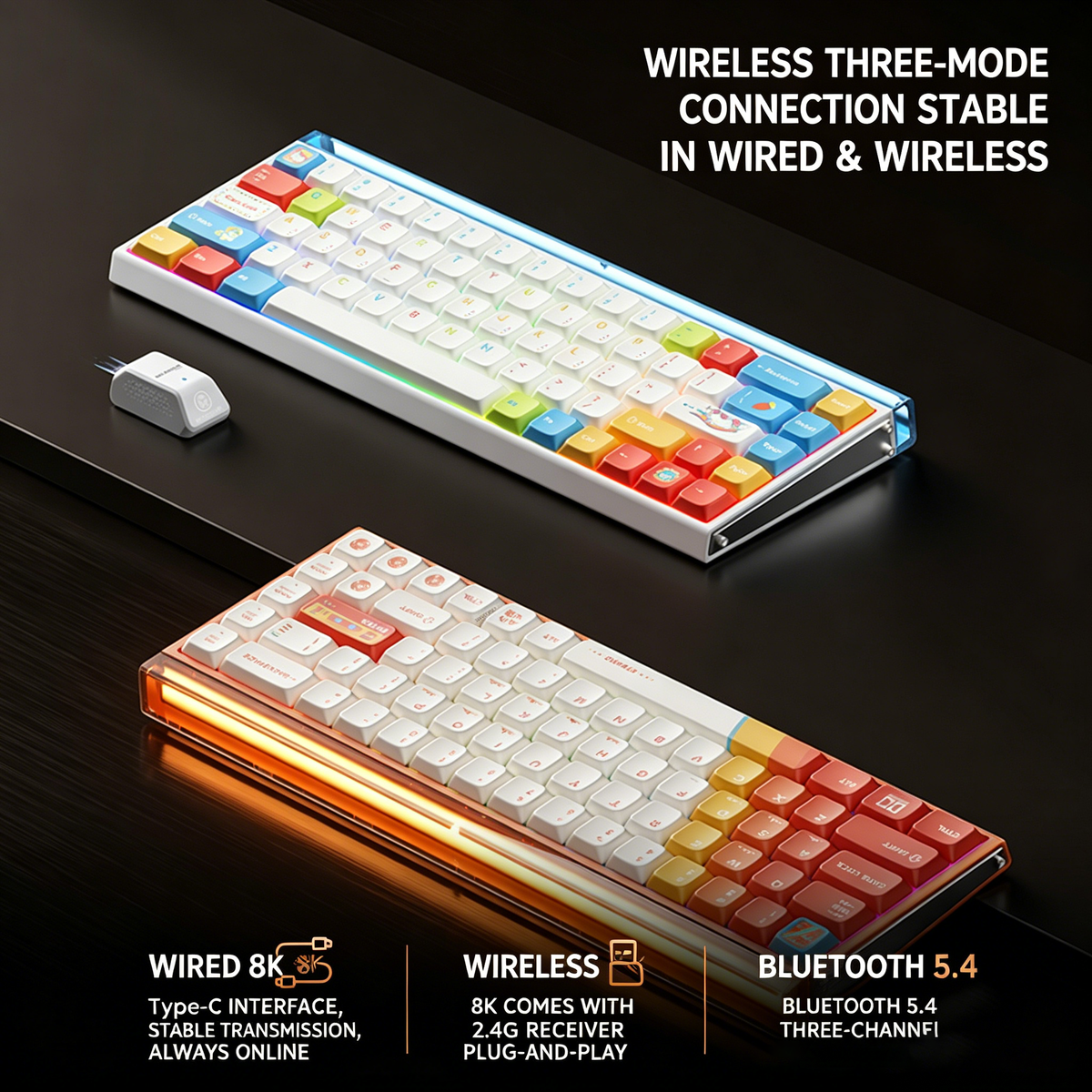 AULA HERO68 Mini Air Keyboard - Pink Rainbow - Sea Wave Switches