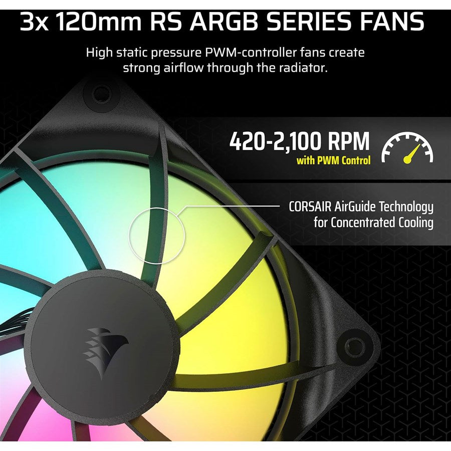 CORSAIR Nautilus 360 RS ARGB Liquid CPU Cooler – 360mm AIO – Low-Noise – Direct Motherboard Connection – Daisy-Chain – Intel LGA 1851/1700, AMD AM5/AM4 – 3X RS120 ARGB Fans Included – Black - CW-9060093-WW - PakByte