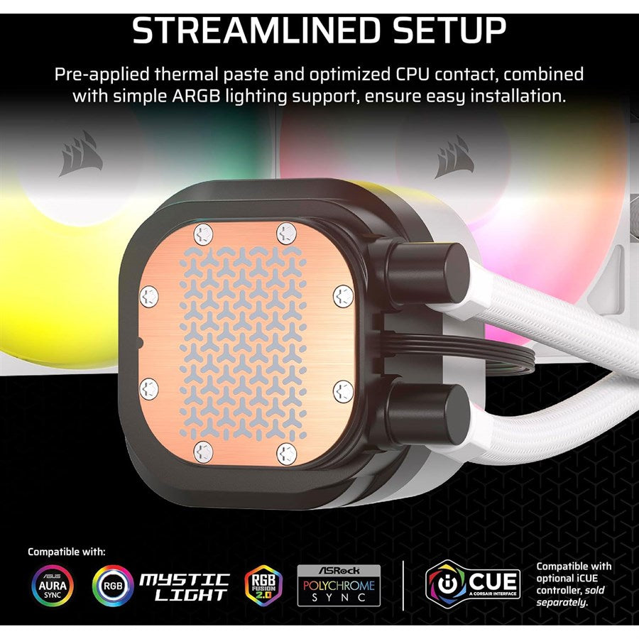 CORSAIR Nautilus 360 RS ARGB Liquid CPU Cooler – 360mm AIO – Low-Noise – Direct Motherboard Connection – Daisy-Chain – Intel LGA 1851/1700, AMD AM5/AM4 – 3X RS120 ARGB Fans Included – White - PakByte