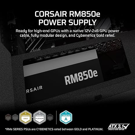 CORSAIR RM850e Fully Modular Low-Noise ATX Power Supply - Black - PakByte Computers