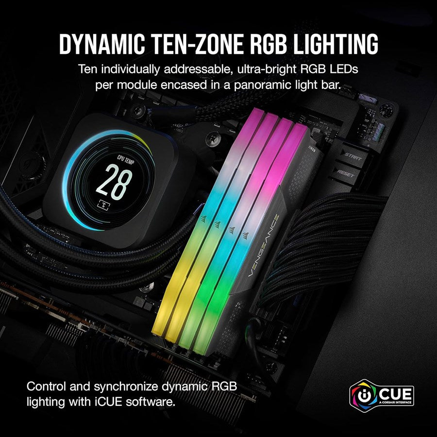CORSAIR Vengeance RGB DDR5 RAM 32GB (1x32GB) 5600MHz Desktop Computer Memory - Gray - CMH32GX5M1B5600Z40 - PakByte