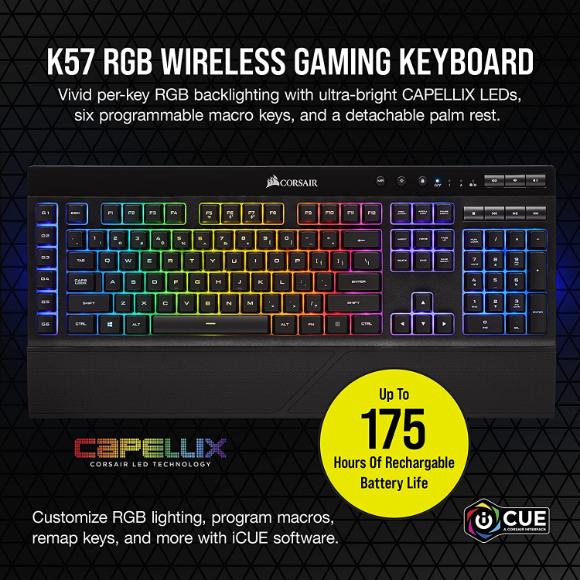 CORSAIR Wireless Gaming Bundle - K57 RGB Wireless Gaming Keyboard - Harpoon RGB Wireless Gaming Mouse - PakByte Computers
