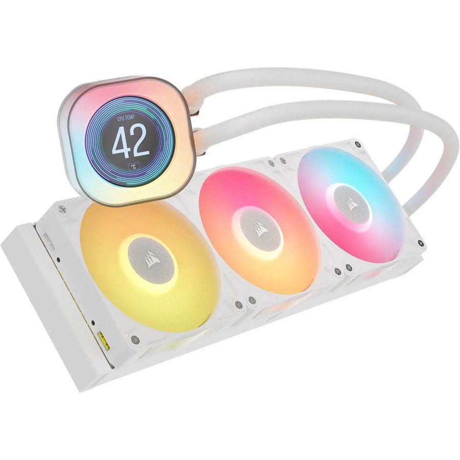 CORSAIR iCUE Link Titan 360 RX LCD Liquid CPU Cooler – 360mm AIO - White - PakByte