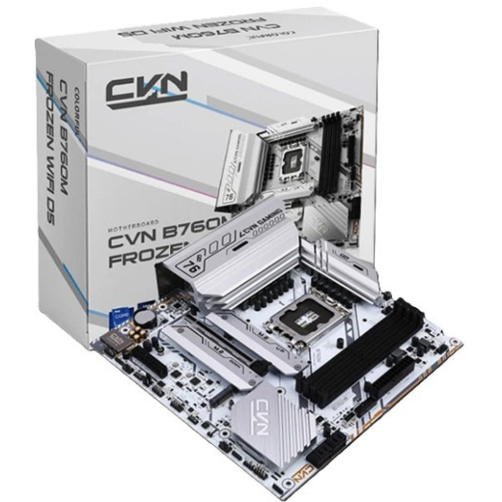 Colorful CVN B760M Frozen WiFi D5 V20 DDR5 LGA1700 microATX Motherboard - PakByte Computers
