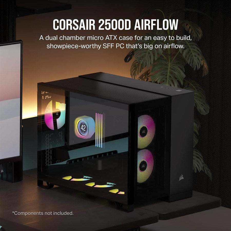 Corsair 2500D AIRFLOW Mid-Tower Dual Chamber PC Case - Black - PakByte