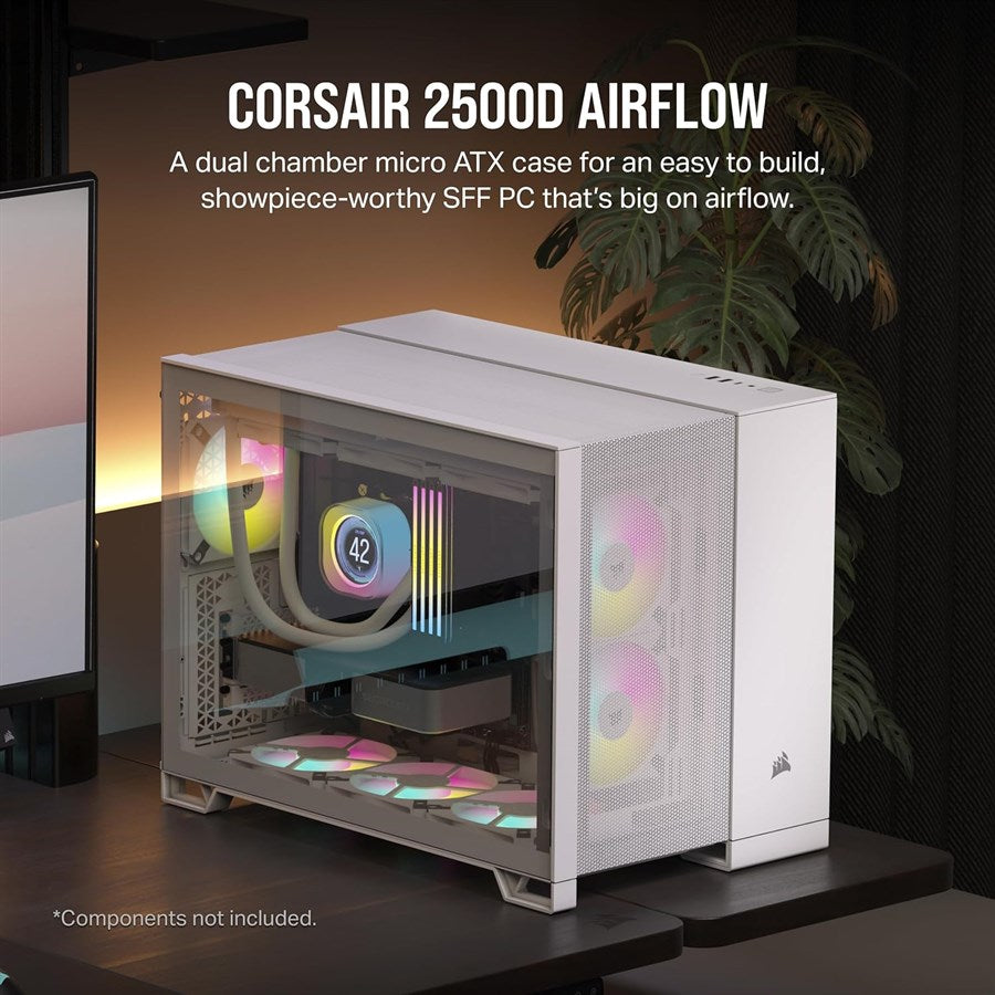 Corsair 2500D AIRFLOW Mid-Tower Dual Chamber PC Case - White - PakByte