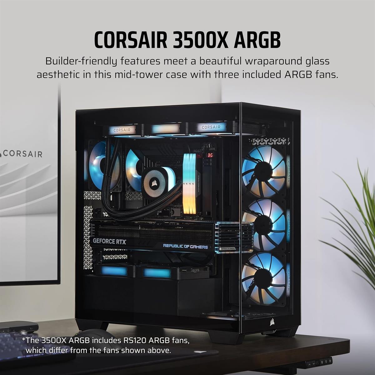 Corsair 3500X ARGB Mid-Tower ATX PC Case – Black - PakByte
