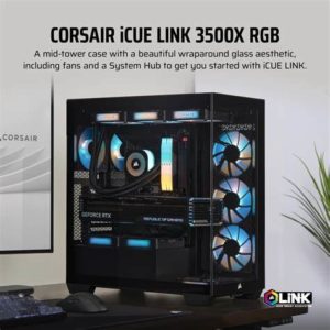 Corsair 3500X LX-R RGB Mid-Tower PC Case with iCUE LINK System Hub - Black