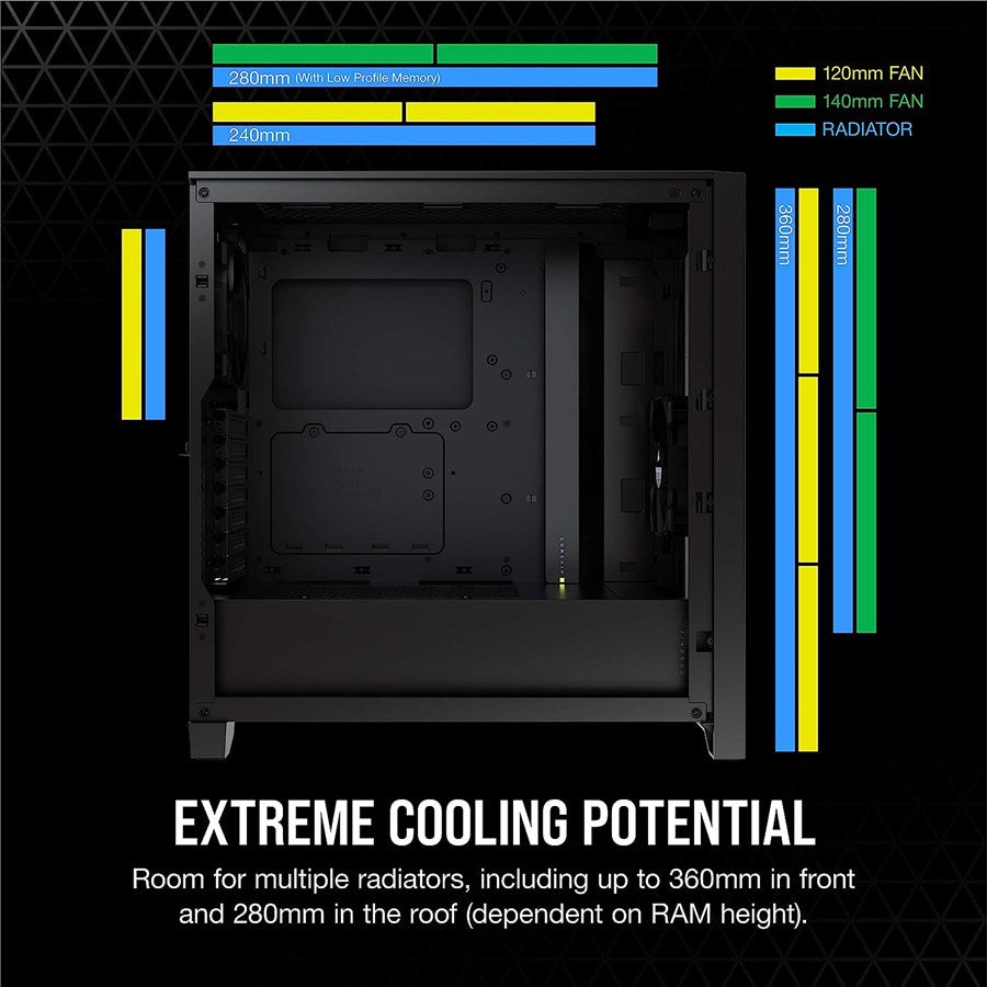 Corsair 4000D AIRFLOW Tempered Glass Mid-Tower ATX Case — Black - CC-9011200-WW - PakByte