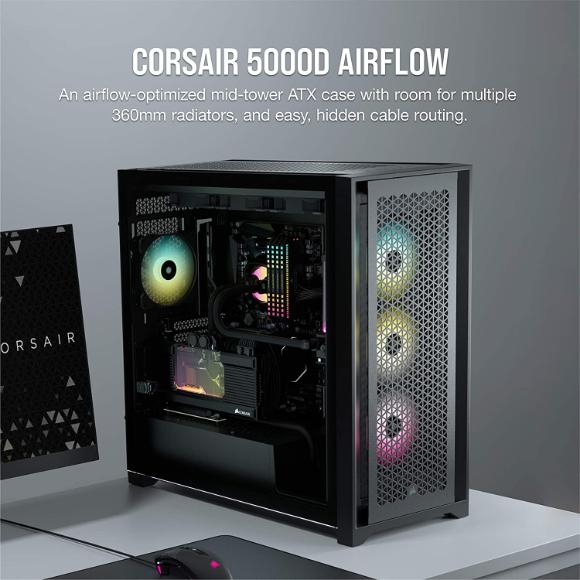 Corsair 5000D Airflow Tempered Glass Mid-Tower ATX PC Case - Black - PakByte Computers