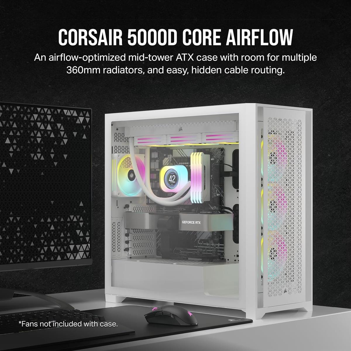 Corsair 5000D Core Airflow Mid-Tower ATX Case - White - PakByte