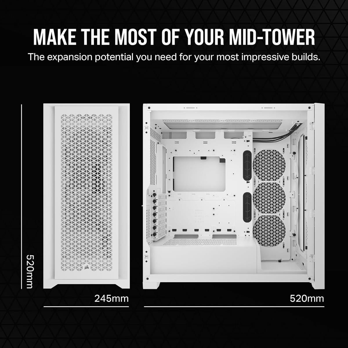 Corsair 5000D Core Airflow Mid-Tower ATX Case - White - PakByte