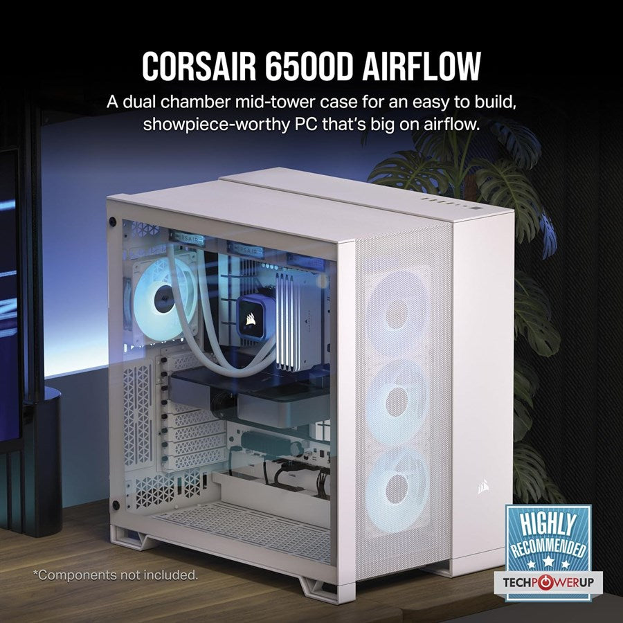 Corsair 6500D AIRFLOW Mid-Tower Dual Chamber PC Case - White - CC-9011260-WW - PakByte