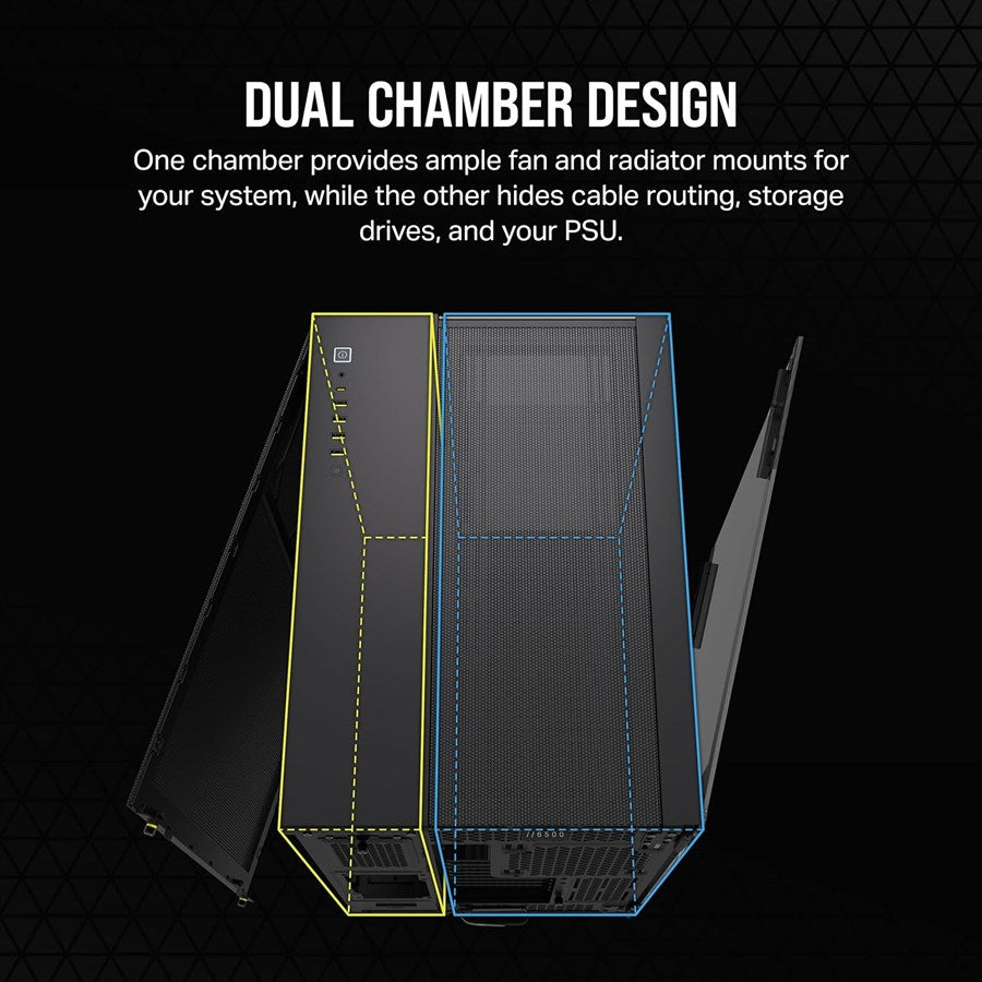 Corsair 6500X Mid-Tower Dual Chamber PC Case - Black - PakByte