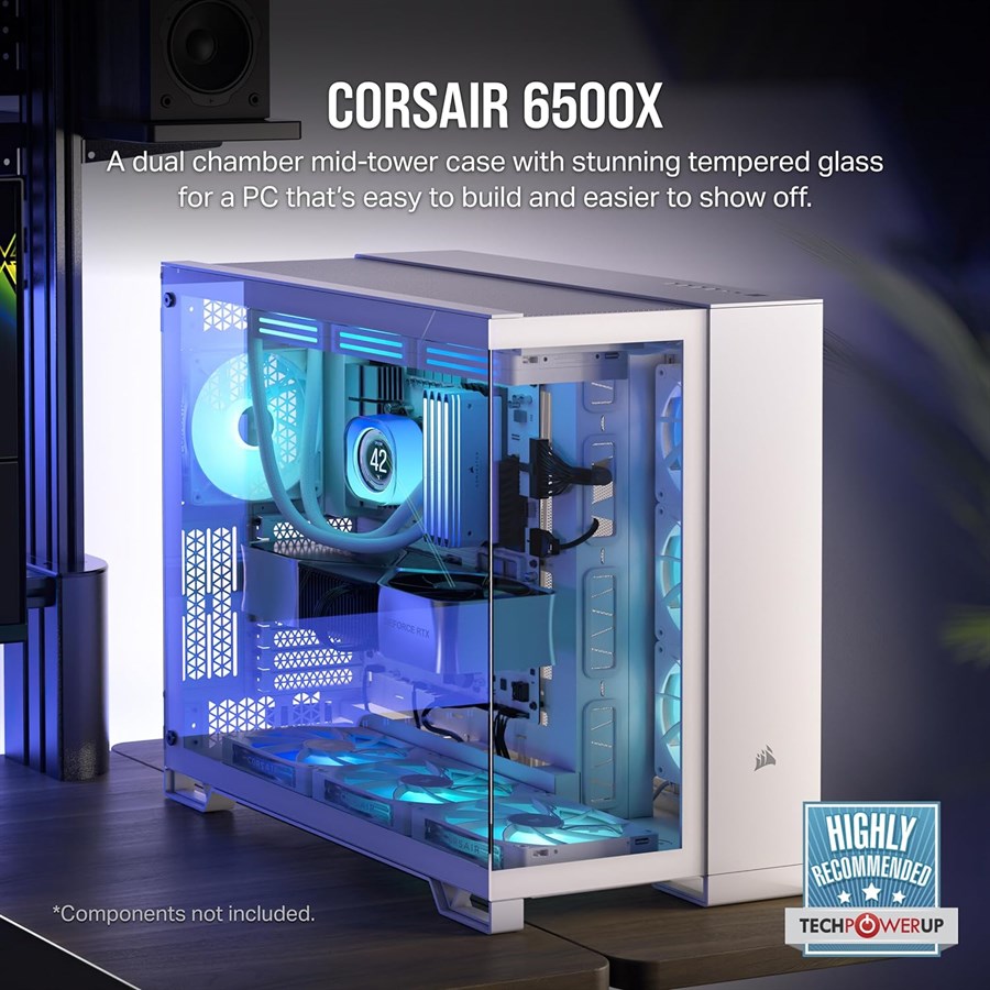 Corsair 6500X Mid-Tower Dual Chamber PC Case - White - PakByte