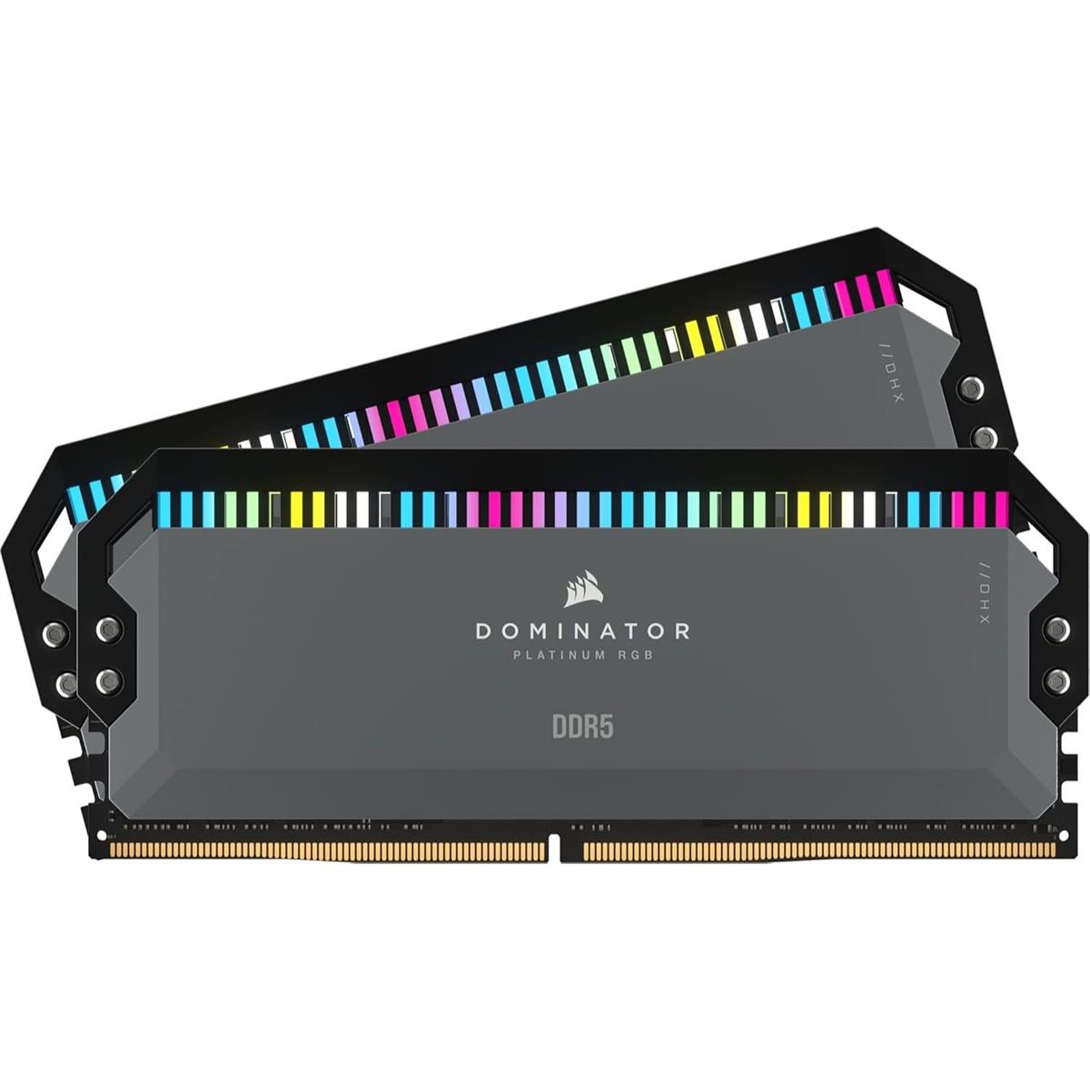 Corsair Dominator Platinum RGB 64GB (2x32GB) 6000MHz C30 DDR5 DRAM AMD EXPO & Intel XMP Memory Kit - Grey - PakByte