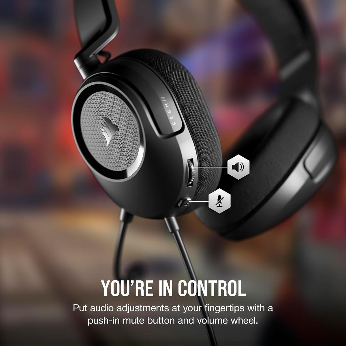 Corsair HS35 v2 Multiplatform Wired Gaming Headset, Flexible Omni-Directional Microphone, Universal 3.5mm Connection, PC, Mac, PS5, PS4, Xbox, Nintendo Switch, Mobile – Carbon - PakByte