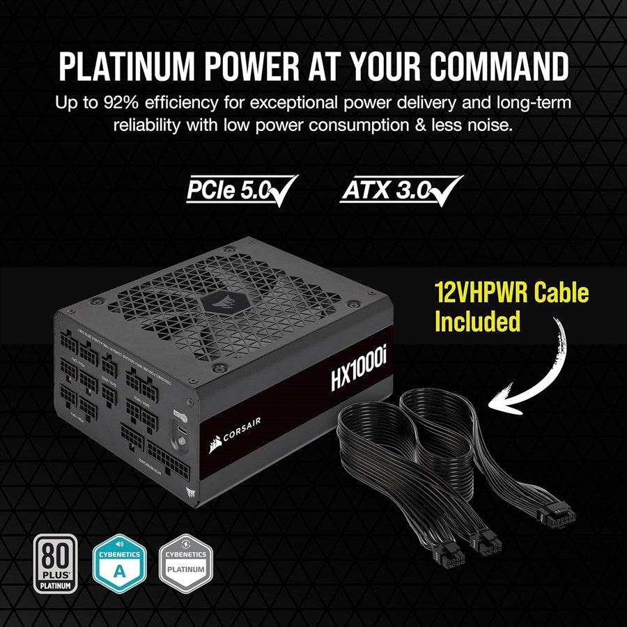 Corsair HX1000i Fully Modular Ultra-Low Noise Platinum ATX 1000 Watt PC Power Supply (UK) - PakByte