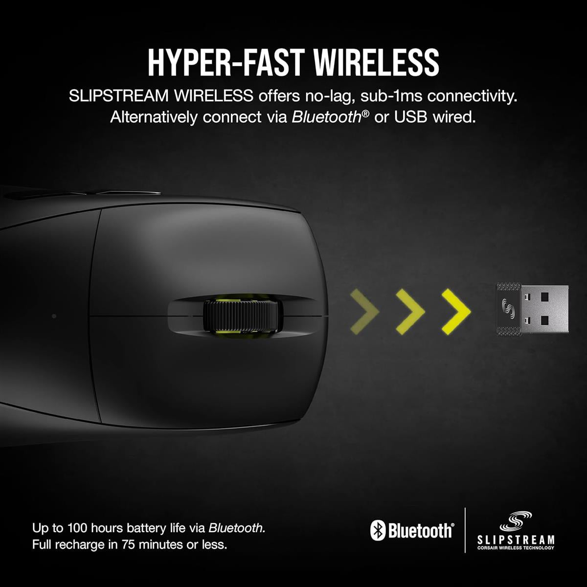 Corsair M75 AIR Wireless Ultra Lightweight Gaming Mouse, 2.4GHz & Bluetooth, 26,000 DPI, Up to 100hrs Battery, iCUE Compatible – Black - PakByte