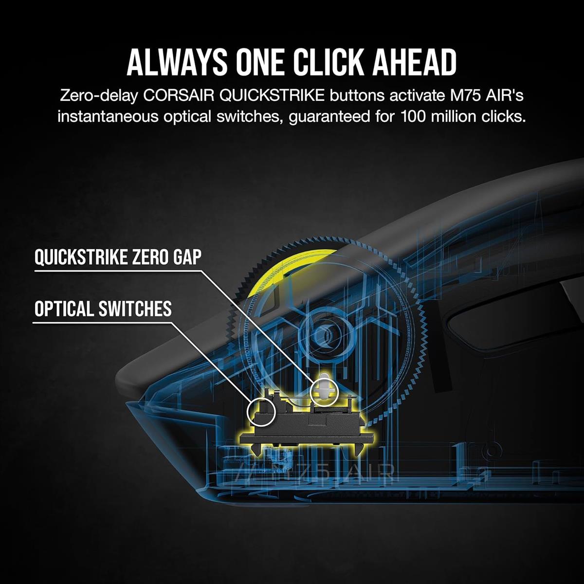 Corsair M75 AIR Wireless Ultra Lightweight Gaming Mouse, 2.4GHz & Bluetooth, 26,000 DPI, Up to 100hrs Battery, iCUE Compatible – Black - PakByte