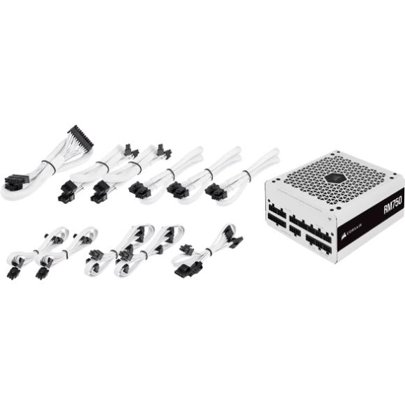 Corsair RM750 (2021), RM Series, 750 Watt 80 Plus Gold Fully Modular ATX Power Supply - White - PakByte Computers