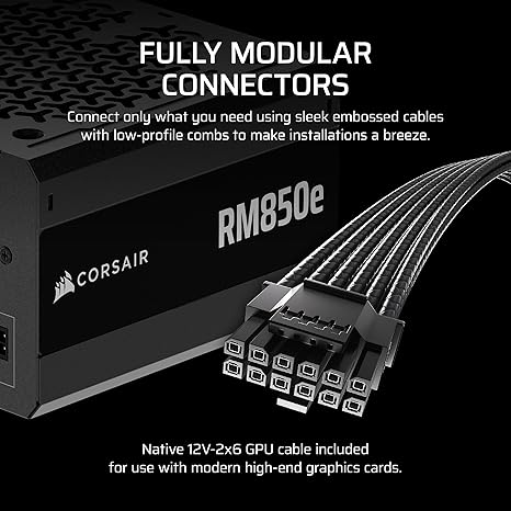 CORSAIR RM850e Fully Modular Low-Noise ATX Power Supply - Black