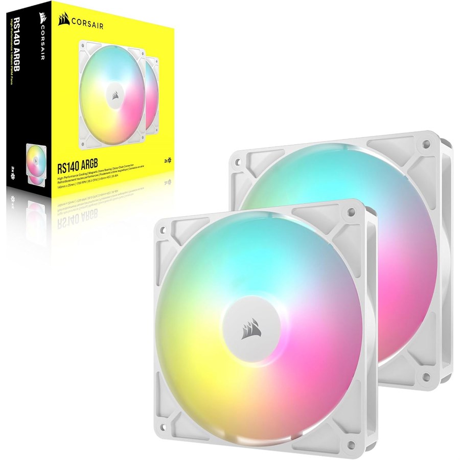 Corsair RS140 ARGB 140mm PWM Fans - Dual Pack - White - CO-9050187-WW - PakByte