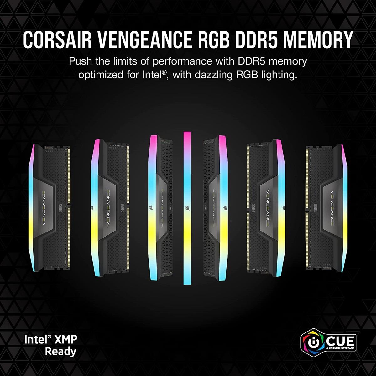 Corsair Vengeance RGB 32GB (2x16GB) 6200MHz C36 DDR5 DRAM Memory Kit - Black - PakByte Computers