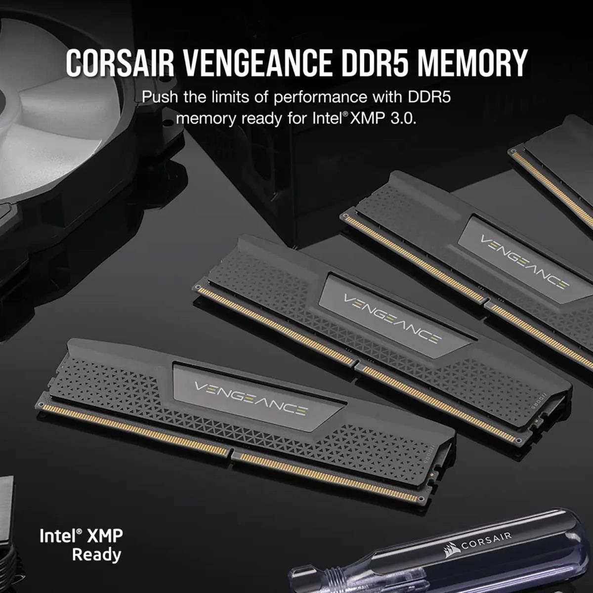 Corsair Vengeance 32GB (1x32GB) 5600MHz C40 DDR5 DRAM Memory Kit - Black - CMK32GX5M1B5600C40 - PakByte
