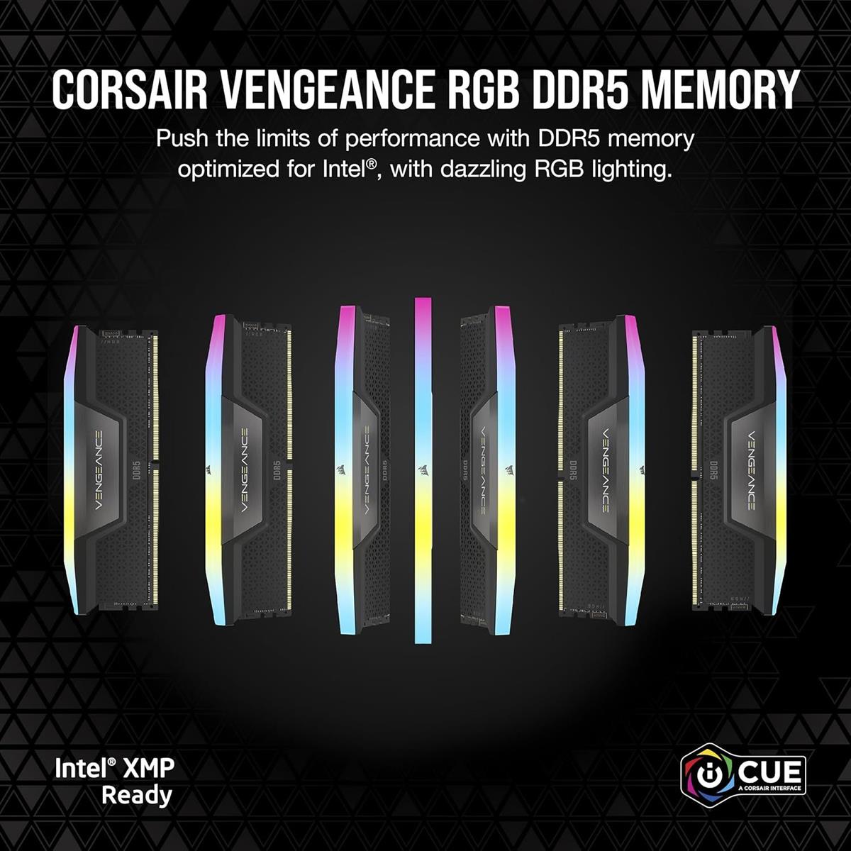 Corsair Vengeance RGB 16GB (1x16GB) 5600MHz CL40 DDR5 RAM Intel XMP iCUE Compatible Computer Memory - Black - CMH16GX5M1B5600C40 - PakByte