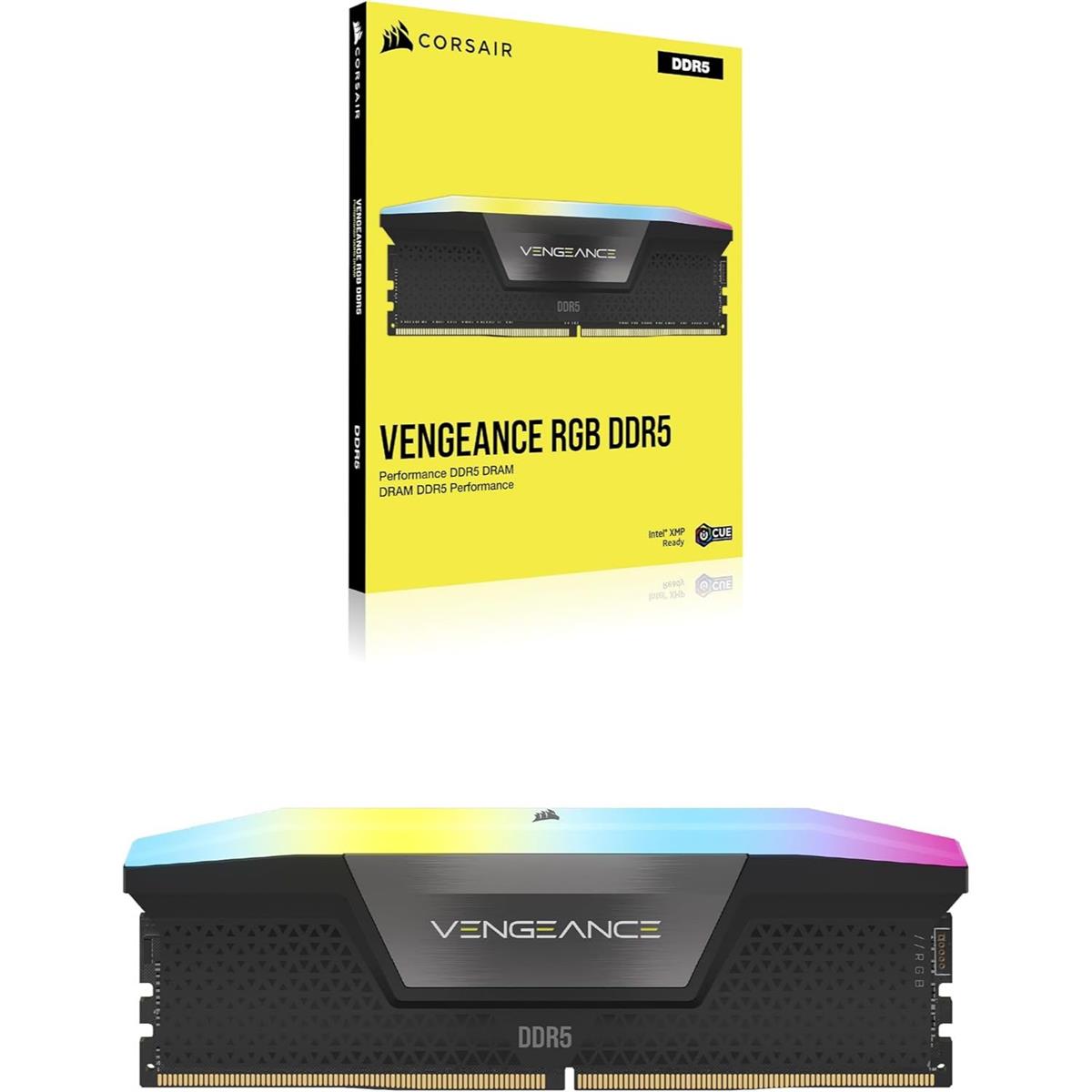 Corsair Vengeance RGB 16GB (1x16GB) 5600MHz CL40 DDR5 RAM Intel XMP iCUE Compatible Computer Memory - Black - CMH16GX5M1B5600C40 - PakByte