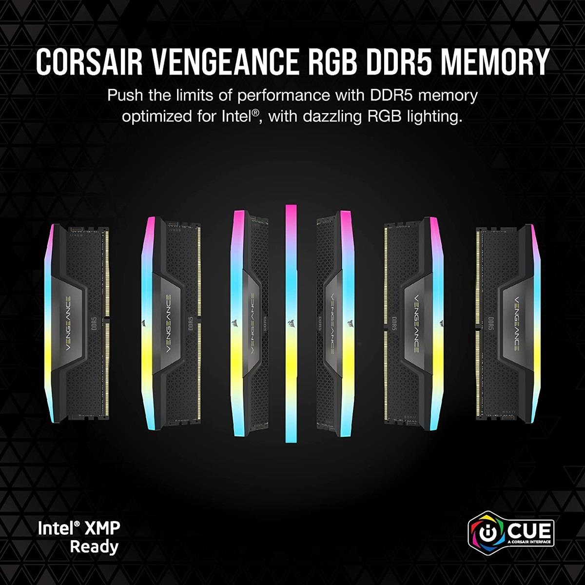 Corsair Vengeance RGB 32GB (2x16GB) 6400MHz C36 DDR5 DRAM Memory Kit - Black - PakByte Computers