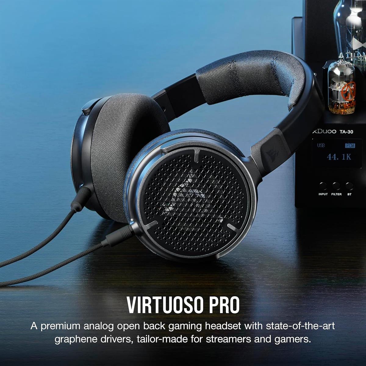 Corsair Virtuoso PRO Wired Open Back Gaming Headset, Detachable Uni-Directional Microphone, 50mm Graphene Drivers, 20Hz-40 kHz Frequency Response - Carbon - PakByte