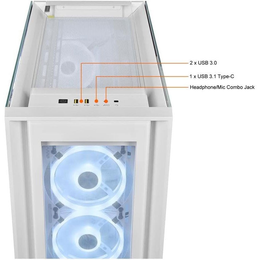 Corsair iCUE 5000X RGB QL Edition Tempered Glass Mid-Tower Smart Case | True White - PakByte