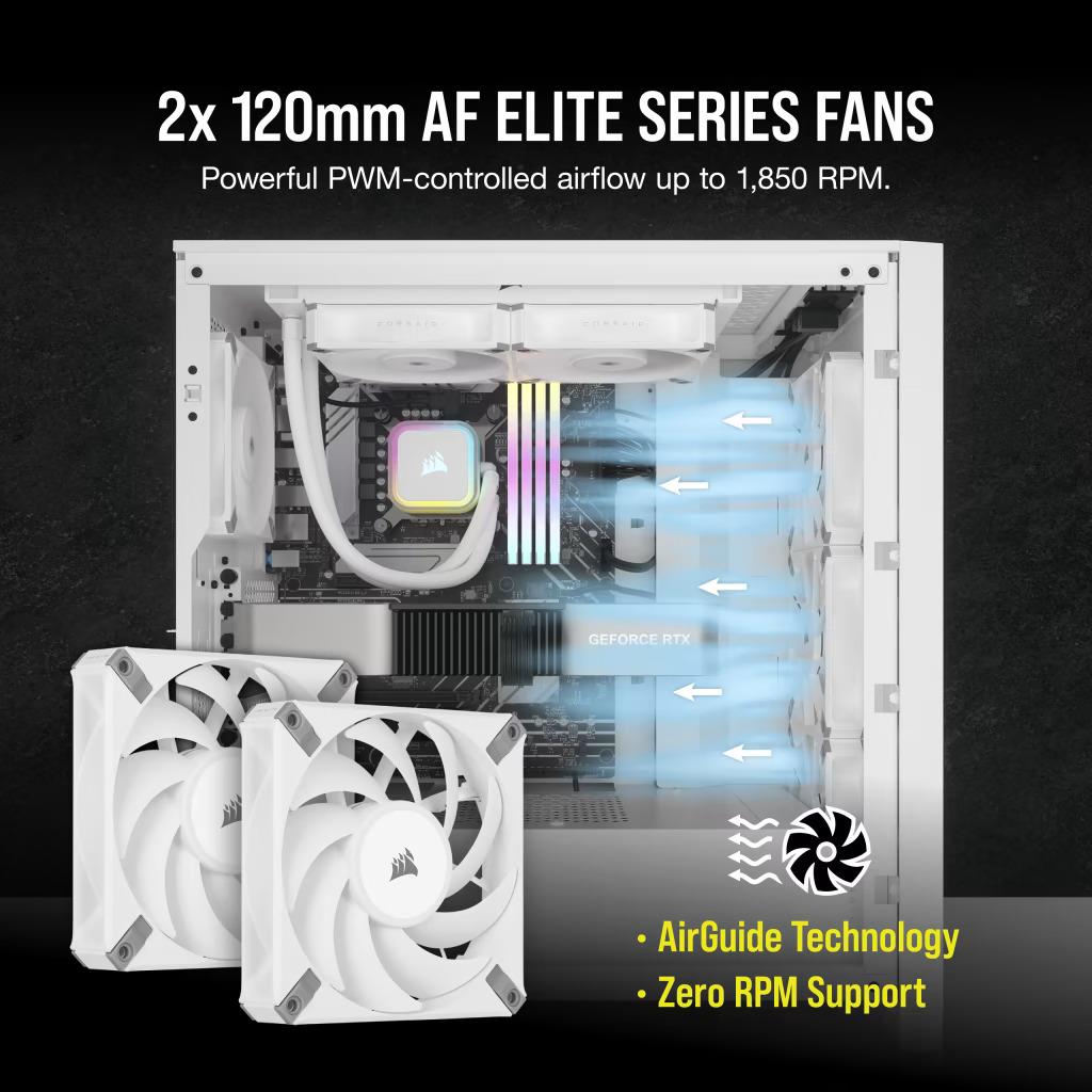 Corsair iCUE H100i RGB Elite AIO 240mm Liquid CPU Cooler - White - PakByte Computers