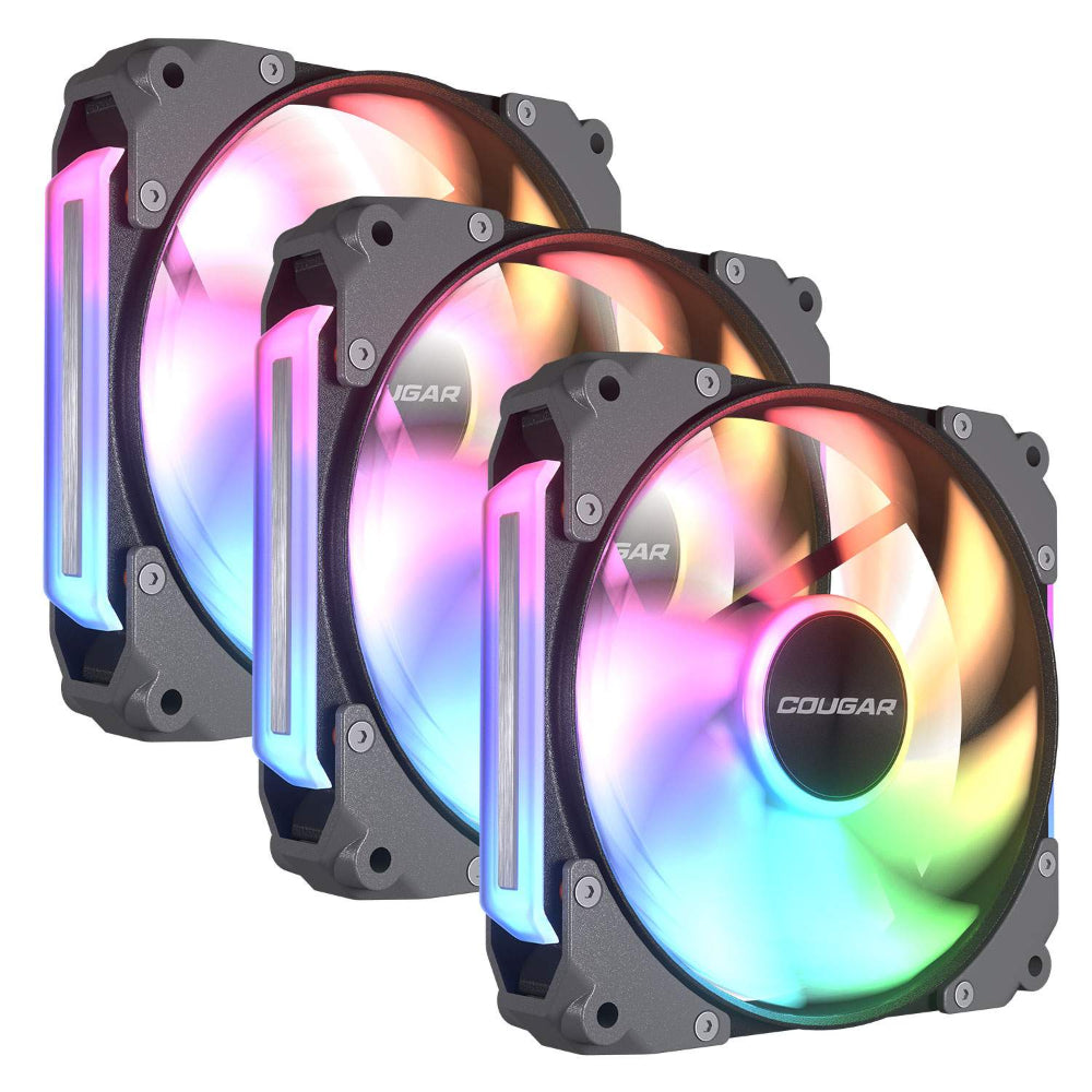 Cougar APOLAR 120 ARGB Reverse Blade Fan Daisy Chain 3 Fan Pack - Black - PakByte Computers