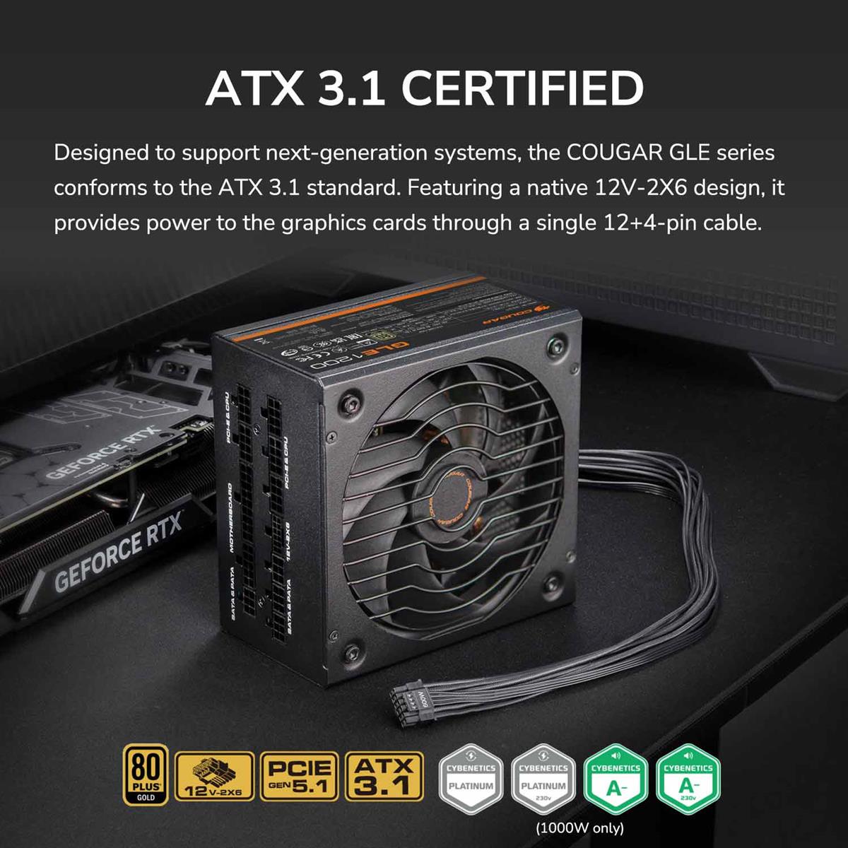 Cougar GLE 1000W Fully Modular Power Supply - Black - PakByte Computers