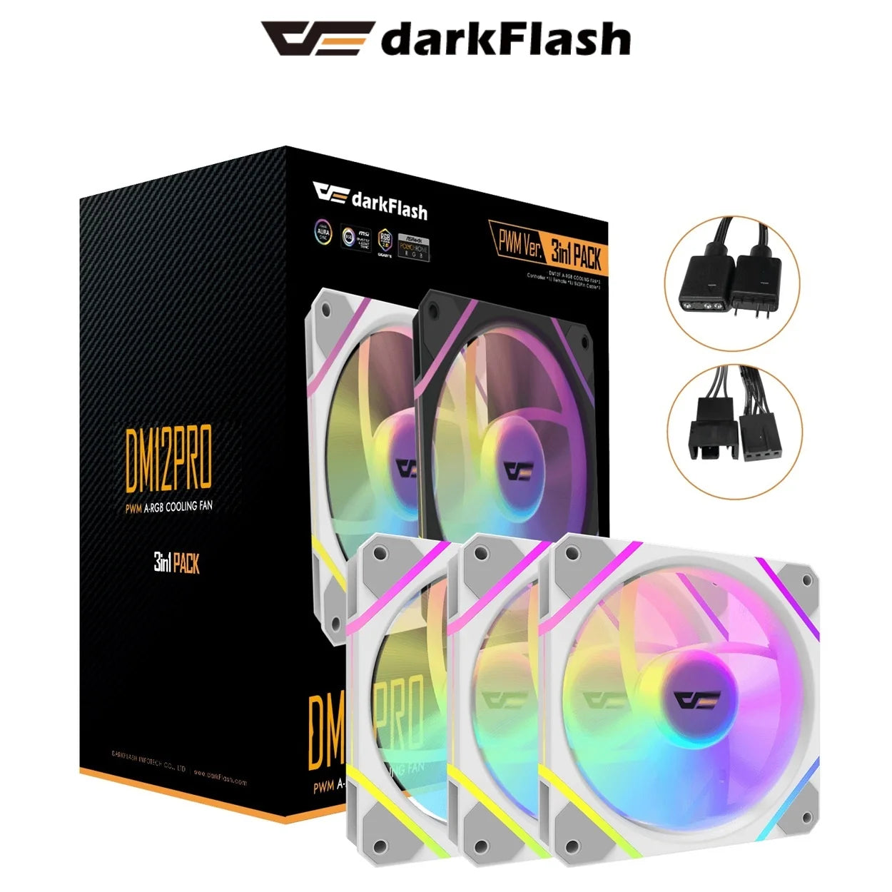DarkFlash DM12PRO 3 in 1 CPU Fan RGB White - PakByte