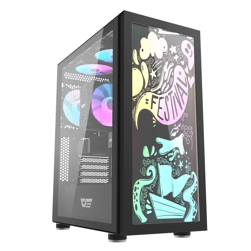 Darkflash DK210 Graffiti ATX Gaming Case Black - PakByte