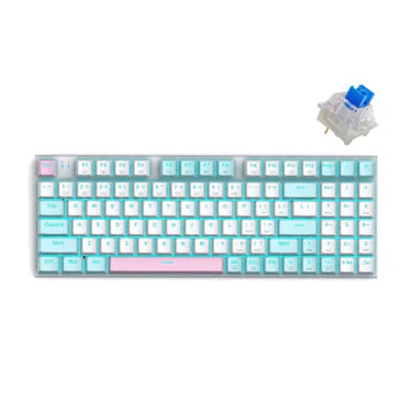 E-Yooso Z19 94 Keys, USB Type-C Wired, Mechanical Keyboard - White/Blue, Blue Switches