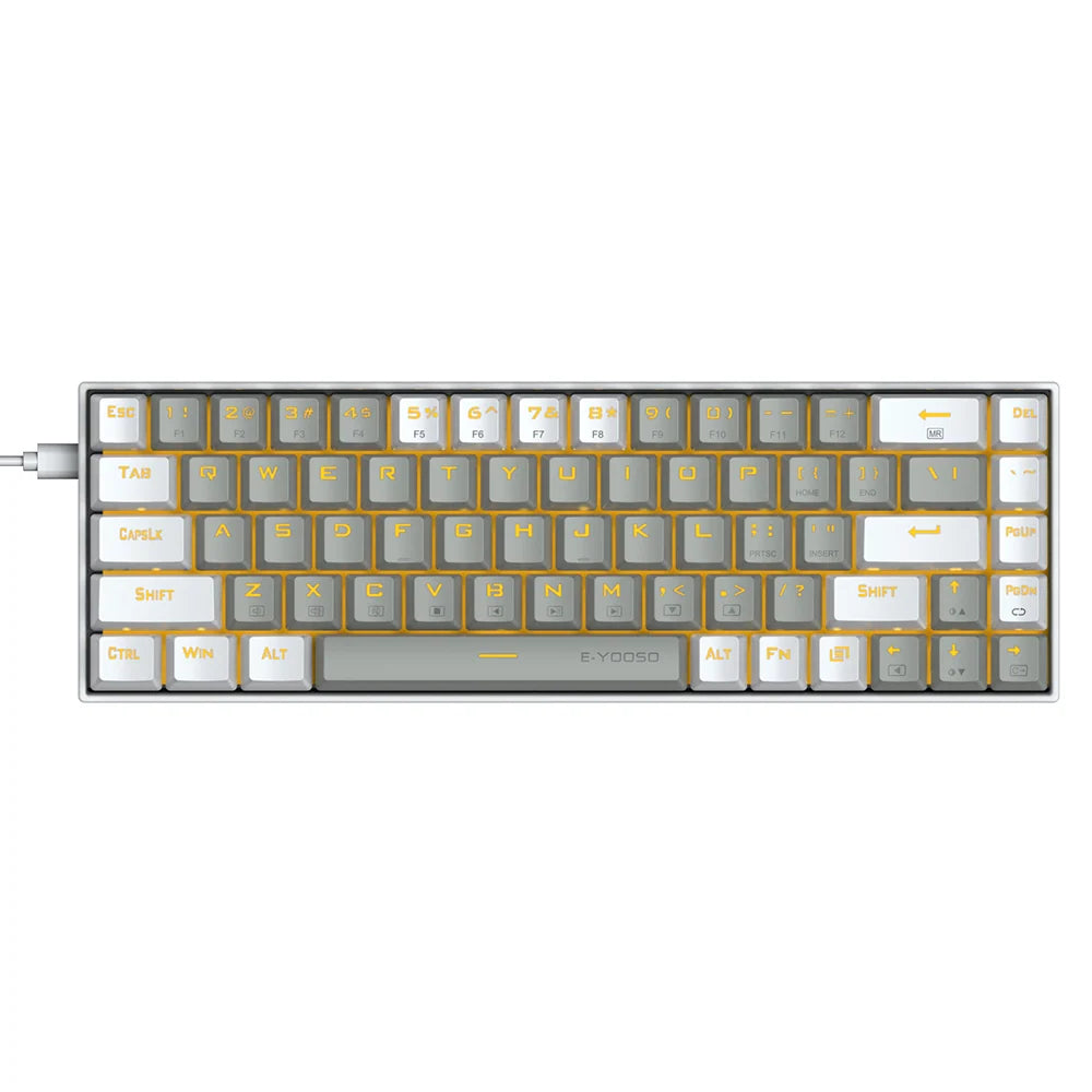 E-Yooso Z-686 68 Keys Hot-Swappable Wired Mechanical Keyboard - Grey/White - Red Switch