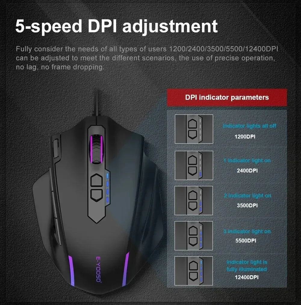 E-Yooso X-41 PRO Tri Mode RGB Gaming Mouse - Black