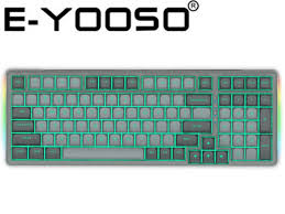 E-YOOSO Z-99 99-Keys Mechanical Keyboard – Dark Grey/Light Grey/Green - Monochrome Blue Switch