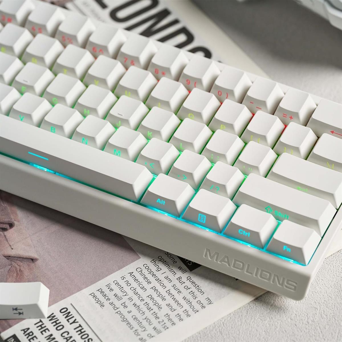 FGG MadLions MAD60 HE RGB 60% Wired Magnetic Switch Mechanical Gaming Keyboard, 8000 Hz Polling Rate, White - PakByte Computers