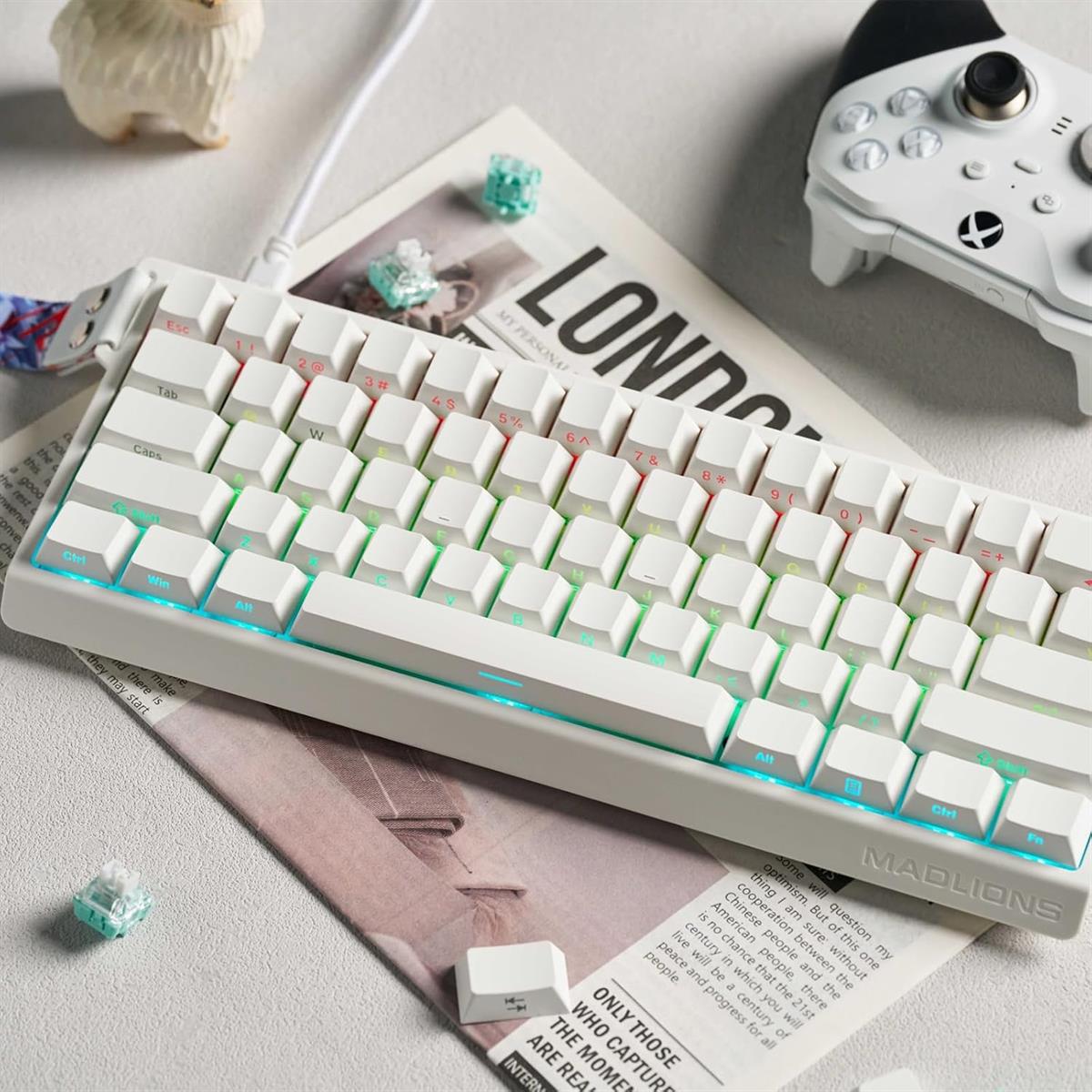FGG MadLions MAD60 HE RGB 60% Wired Magnetic Switch Mechanical Gaming Keyboard, 8000 Hz Polling Rate, White - PakByte Computers