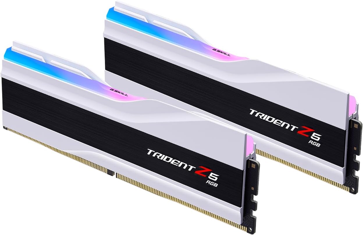 G.SKILL Trident Z5 RGB Series DDR5 RAM 64GB (2x32GB) 6000MHz 30-40-40-96 1.35V (Intel XMP 3.0) Desktop Computer Memory - Matte White - PakByte Computers
