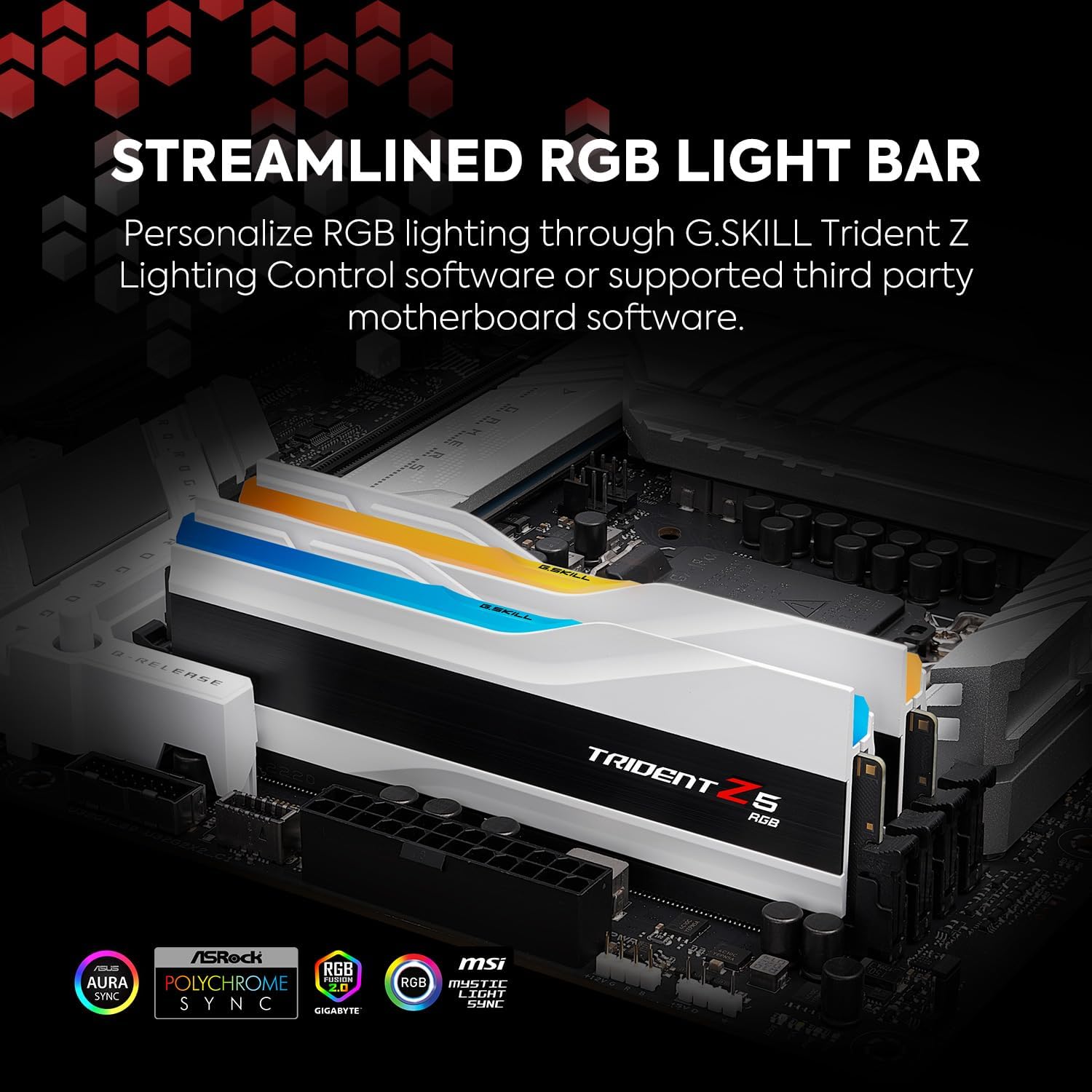 G.SKILL Trident Z5 RGB Series DDR5 RAM 64GB (2x32GB) 6000MHz 30-40-40-96 1.35V (Intel XMP 3.0) Desktop Computer Memory - Matte White - PakByte Computers