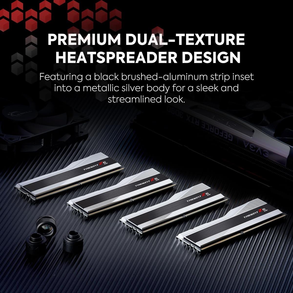 G.Skill Trident Z5 RGB 32GB (2x16GB) 6000MHz CL30 (Intel XMP 3.0) 30-40-40-96 DDR5 RAM 1.35V Desktop Computer Memory UDIMM - Metallic Silver - PakByte Computers