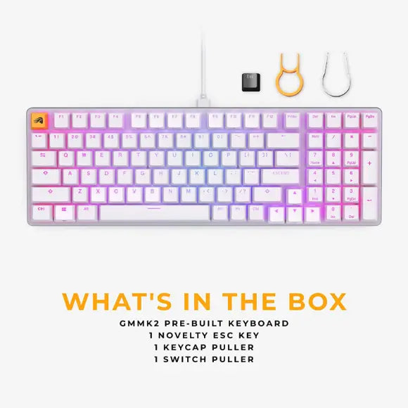 Glorious GMMK2 Modular Mechanical Keyboard - Full Size (96%) - White - GLO-GMMK2-96-FOX-W - PakByte Computers